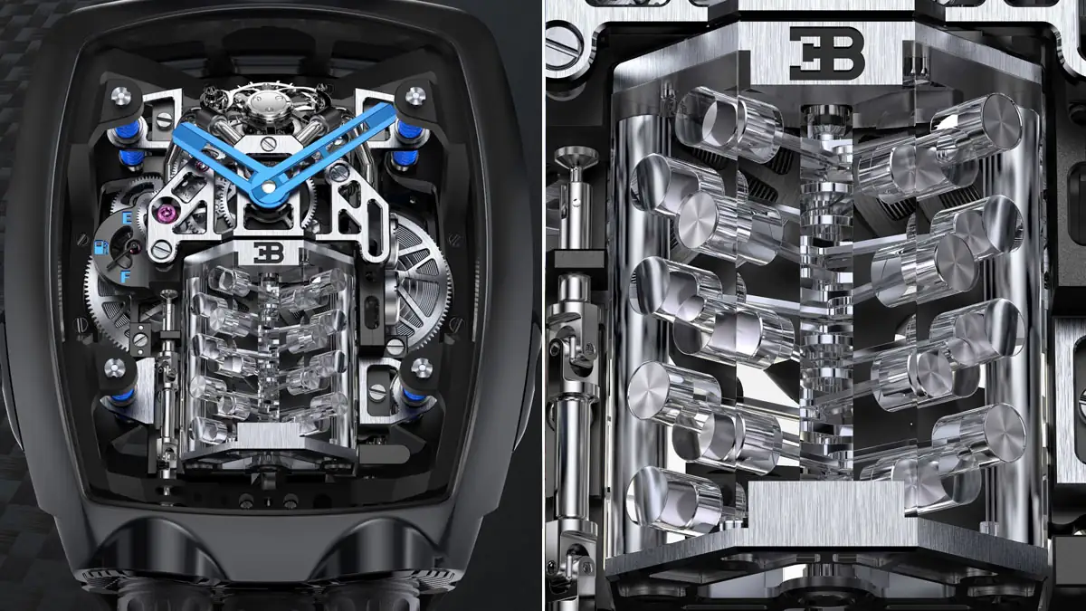 Jacob & Co: Bugatti-Luxusuhr mit eingebautem 16-Zylinder-Motor