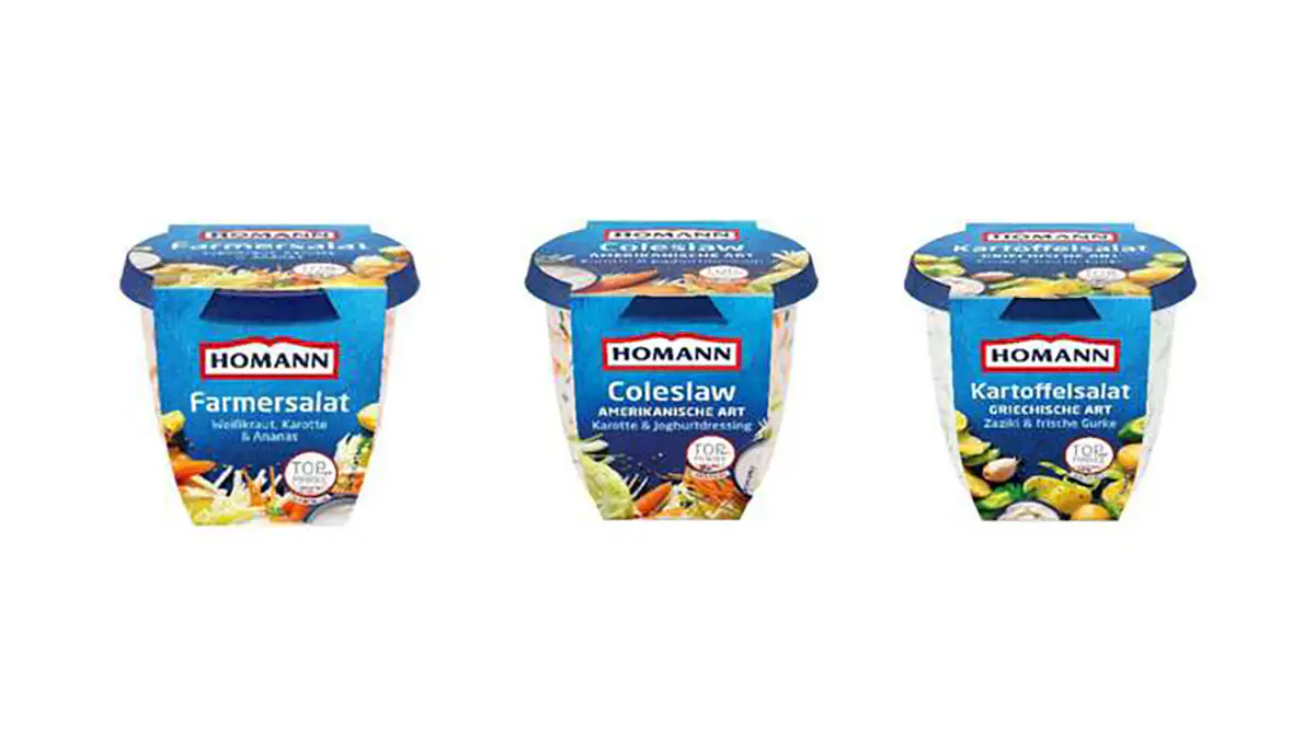vom Lebensmittelrückruf betroffene Salate der Marke HOMANN