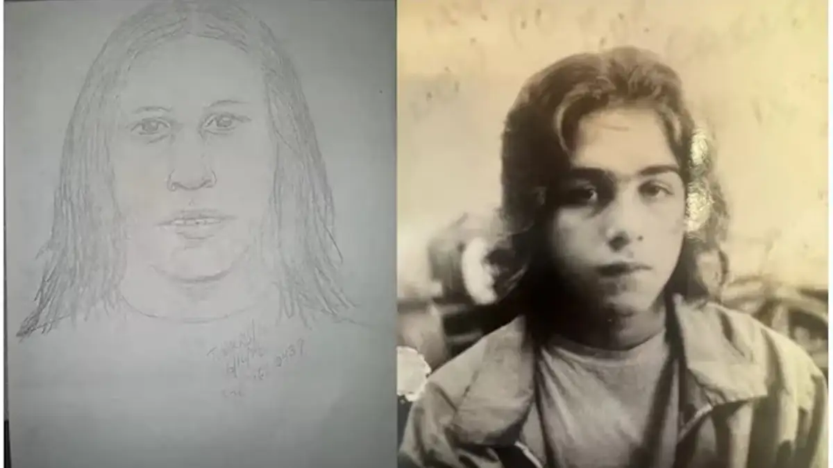 Links einevPhantomzeichnung der Polizei, rechts ein Foto des damals 16-jährigen Harry Nickerson