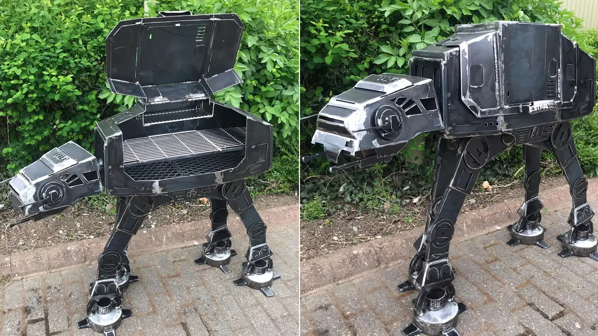 Mann baut „AT-AT“ als Grill aus „Star Wars“ nach