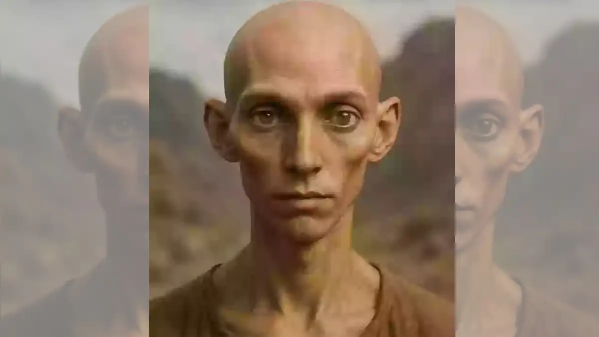 KI-generiertes Bild, das einen Menschen in 1 Million Jahren zeigt